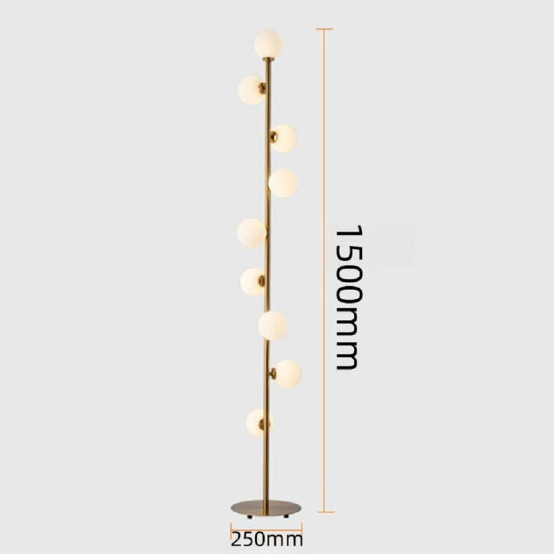 Pearl Floor Lamp with Glass Pearl Domes | Modern Zig Zag LED G9 Light in Gold Finish, Gold