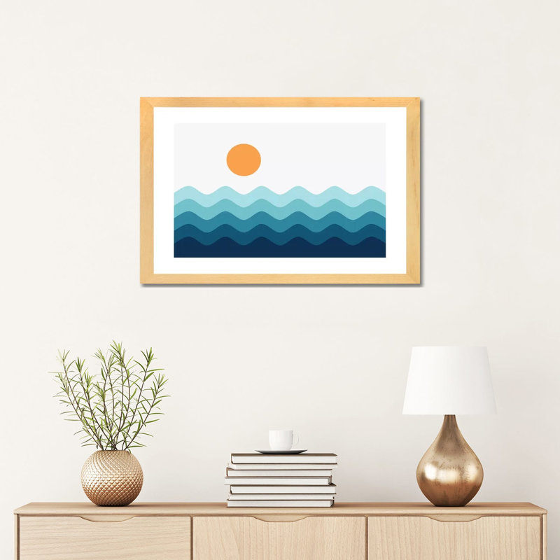 Paysage abstrait, impression d’art graphique, H 16 po x l 24 po x P 1 po, Papier bois naturel, Blanc