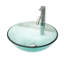 Bassin séduisant en verre trempé avec drain escamotable, garniture noire, 16,5 po x 16,5 po
