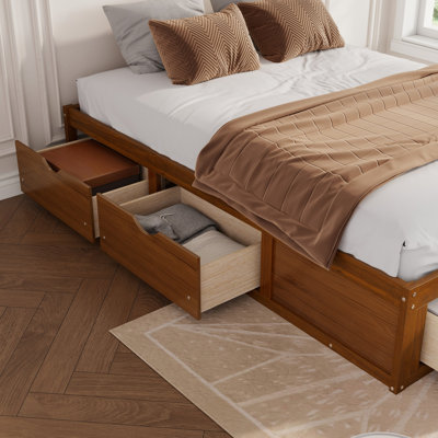 Modern Platform Bed with 6 Storage Drawers,Storage Bed