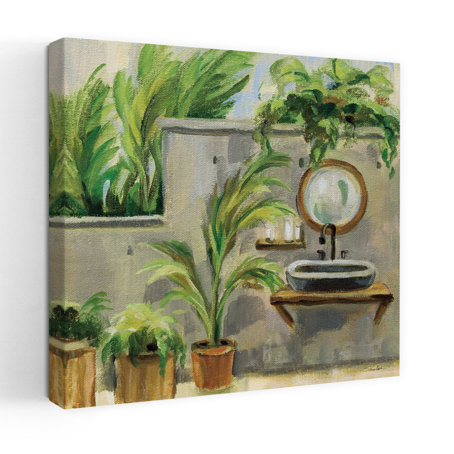Dakota Fields Tropical Bath II Industrial Plant Tropical Art | Wayfair