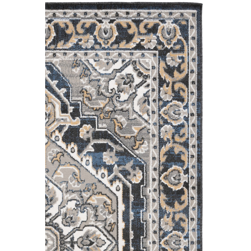 Tapis oriental gris en jute / sisal / polypropylène tissé à la machine Keresa, Rectangle 5 pi 3 po x 7 pi 8 po