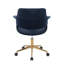 Chaise de bureau Mid-Century Vintage Flair Vintage en métal doré et velours bleu par Lumisource-123945140