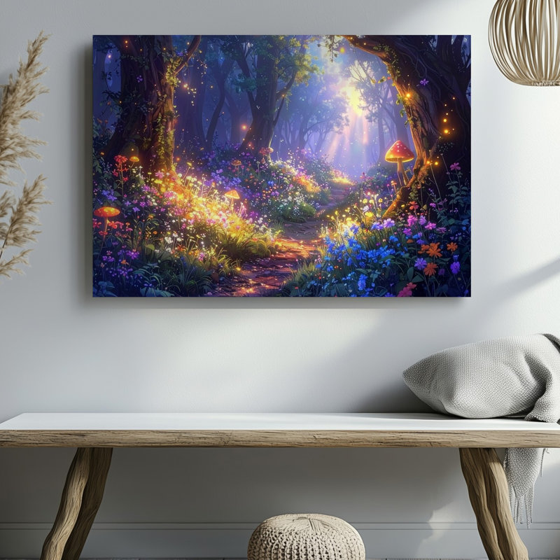 Art mural sur toile, Enchanted Fantasy Forest, H 30 po x l 40 po