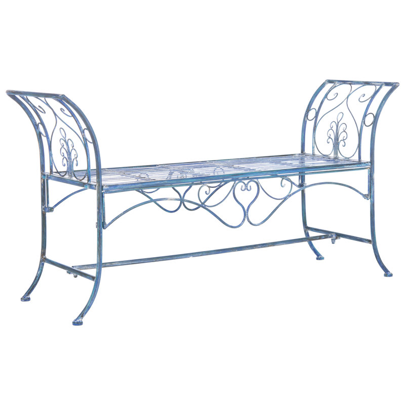 Banc de jardin en métal Geddes, Bleu antique