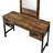 4 - Drawer Vanity , Rustic Oak And Black Metal, 18"L X 18"H Mirror, Side Metal Glide Benefit With Storage Drawers, Cosmetic Solution