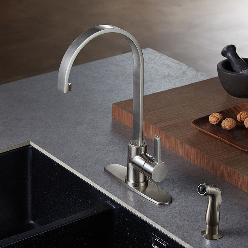 Robinet de cuisine à poignée simple pull down Continental, Nickel brossé