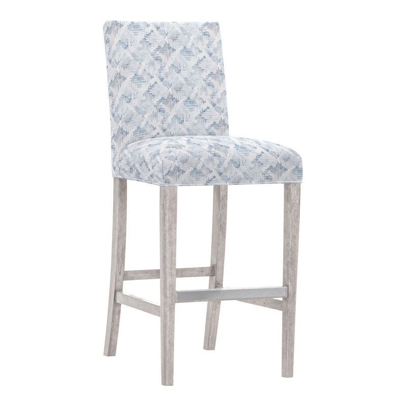 Gin Fizz Upholstered Stool with Solid Wood Frame, No, Perigold Atando Harbour, Dove Gray