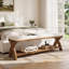 Banc de bout 55 po en bois massif avec tablette de rangement, banc de salle à manger rembourré Farmhouse