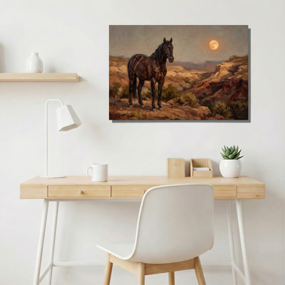Art mural sur toile Dark Horse in Desert Canyon