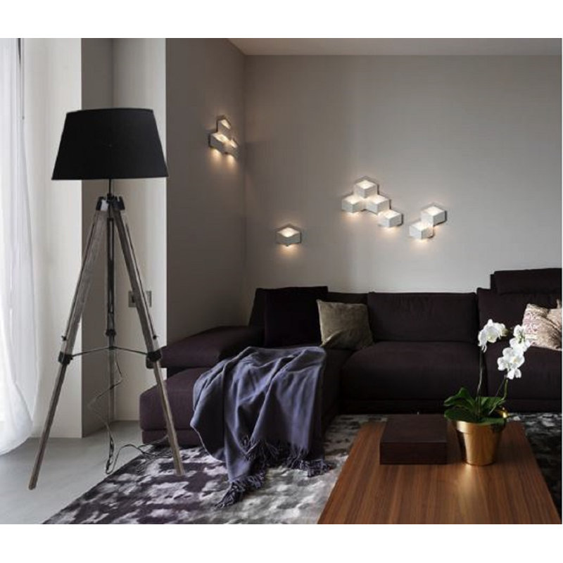 Lampe trépied 57" Bussard, Noir / gris