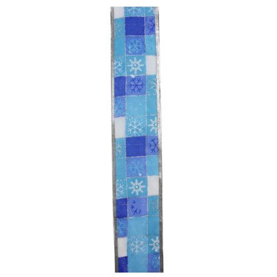 Ruban d'artisanat de Noël filaire carré en flocons de neige bleu 2,5 po x 10 verges
