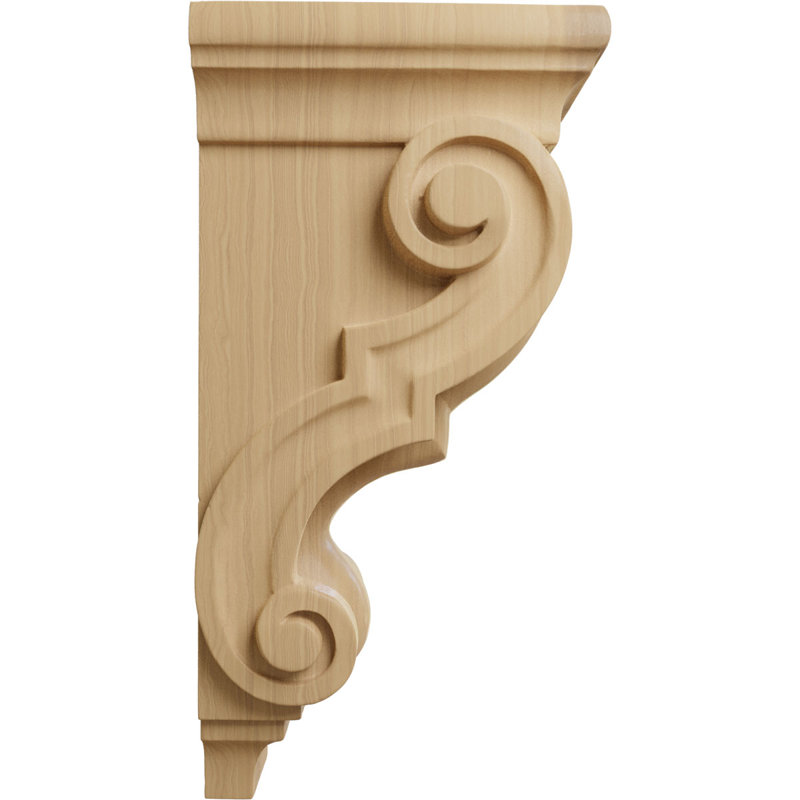 4 1/2"W x 5"D x 10"H Medium Traditional Wood Corbel, Cherry (2-Pack), Cherry
