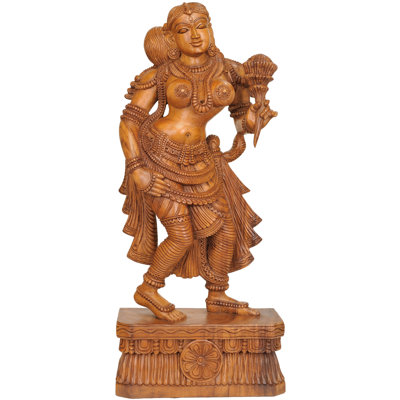 32 pouces grande sculpture danseuse céleste Apsara - sculpture d'art du temple de l'Inde du Sud pour le salon, le vestibule et la décoration intérieure