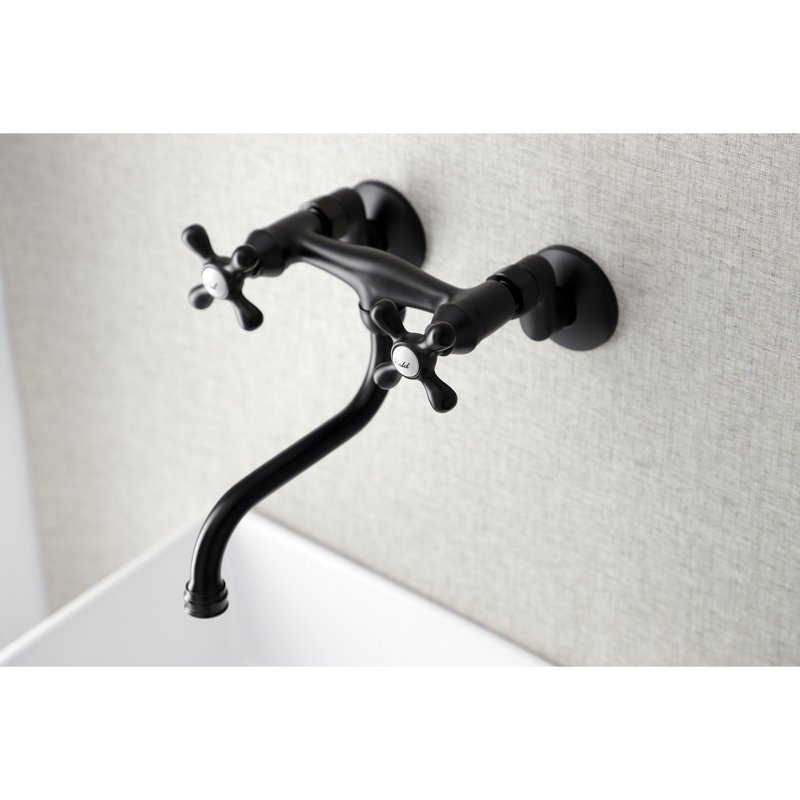Robinet de salle de bain mural 2 trous Kingston, Noir mat