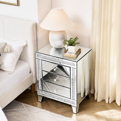 Armoire à miroir argentée 3 portes (54,6 x 40,1 x 68 cm) - Pratique et élégante pour chambre, salon ou coiffeuse. Rangement latéral.