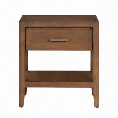 Nightstand, Transitional Bedroom Furniture 1Pc Nightstand Of Drawer And Open Shelf