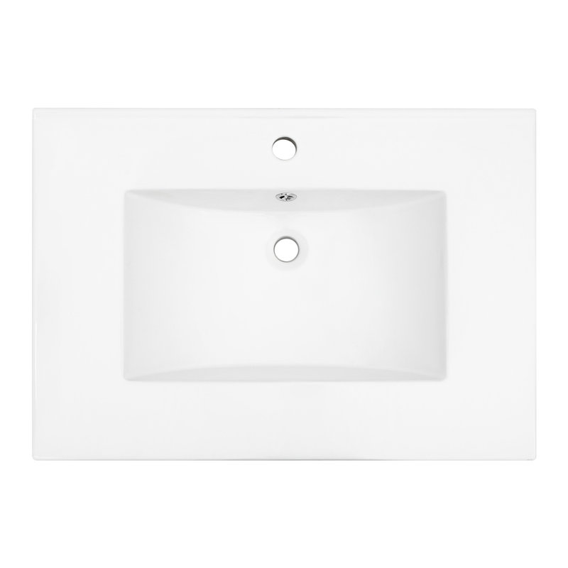 Lavabo de meuble-lavabo rectangulaire blanc 30,2 "x 18,5", une pièce, faible absorption d'eau, tache, surface de robinet lisse, résistance aux acides, utilisation dans la salle de bain