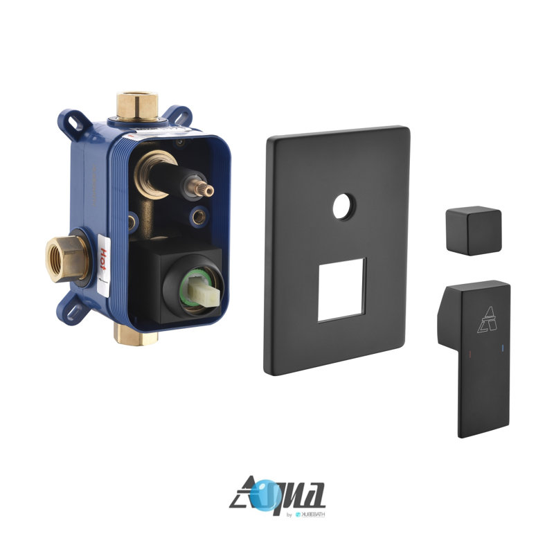 Black Square Rain Shower System with Handheld and Mixing Valve