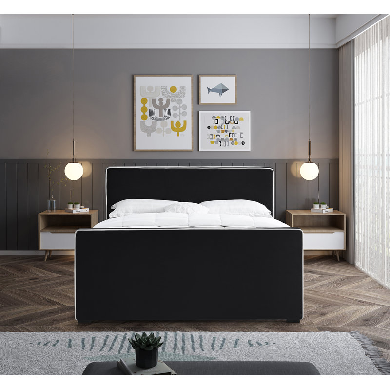 Lit en velours Haneesh, King, Velours noir