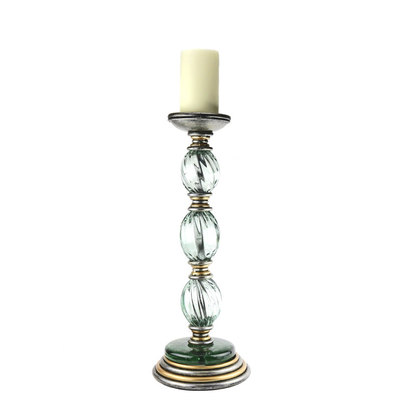 Pompie Wrought Iron And Glass Floor Candlestick