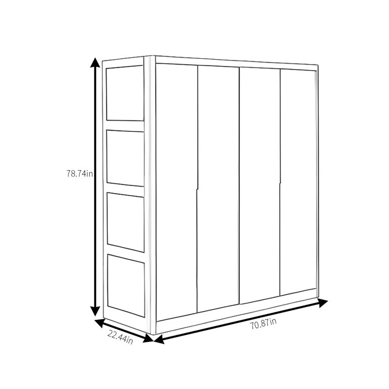 Armoire moderne coulissante simple, H 78,74 po x l 70,87 po x P 22,44 po