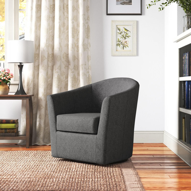 Fauteuil demi-tonneau pivotant 31 po Hansell, Tissu performance natté gris Jitterbug