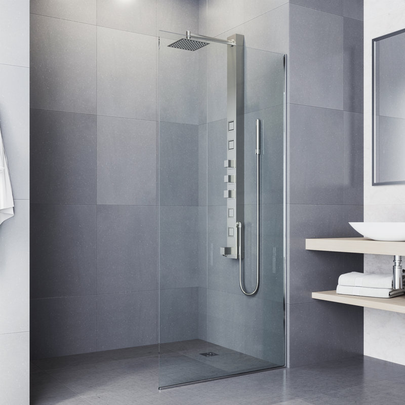 Bowery 58" H X 4" W 4-Jet Shower System &Tub Filler with Hand Shower Wand and Adjustable Shower Head, Stainless Steel