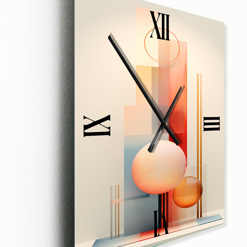 Traditions obséquieuses - Illustration rose rétro - horloge murale géométrique moderne surdimensionnée