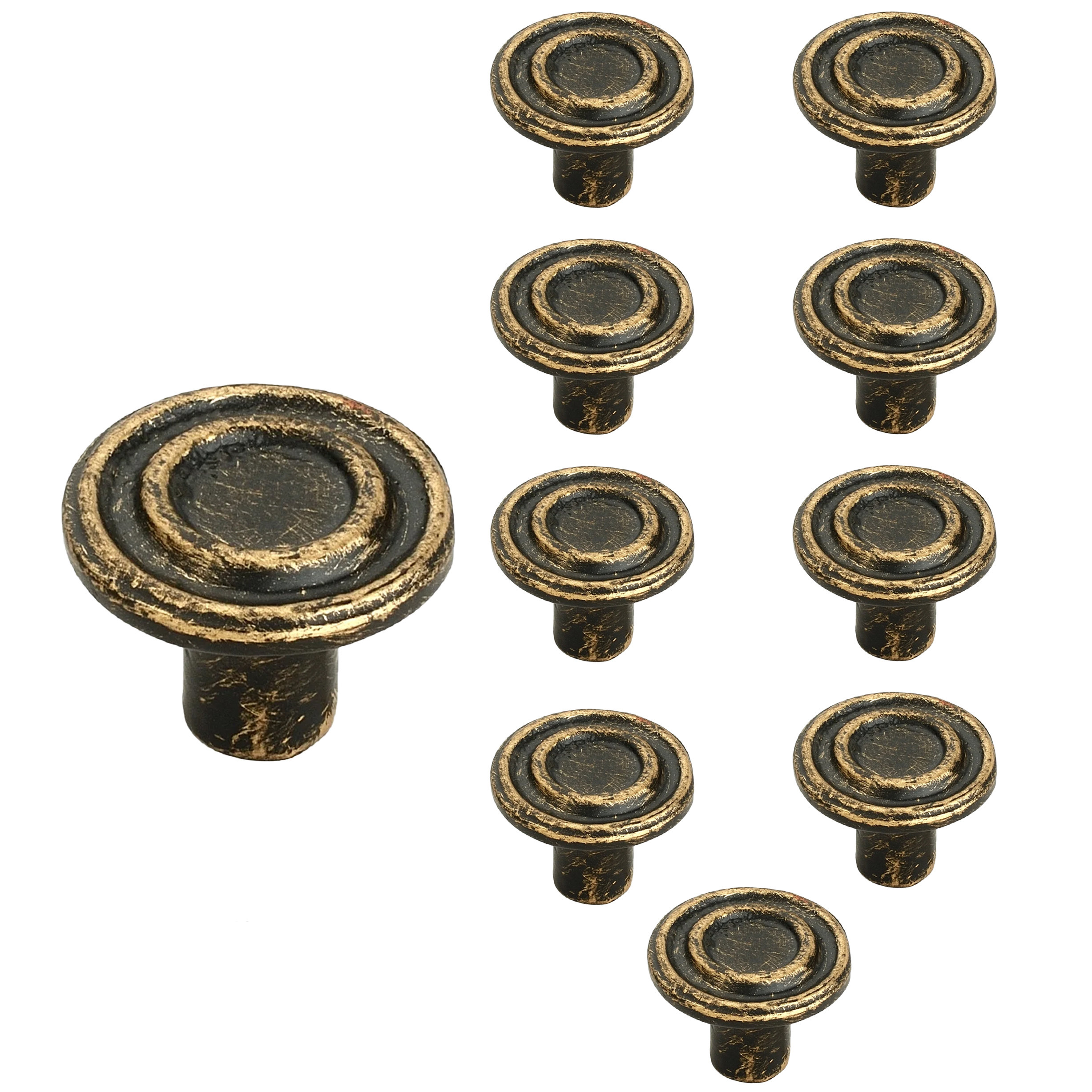 https://assets.wfcdn.com/im/79103946/compr-r85/2298/229889765/ringed-1-12-in-antique-brass-patina-cabinet-knob-pack-of-10.jpg