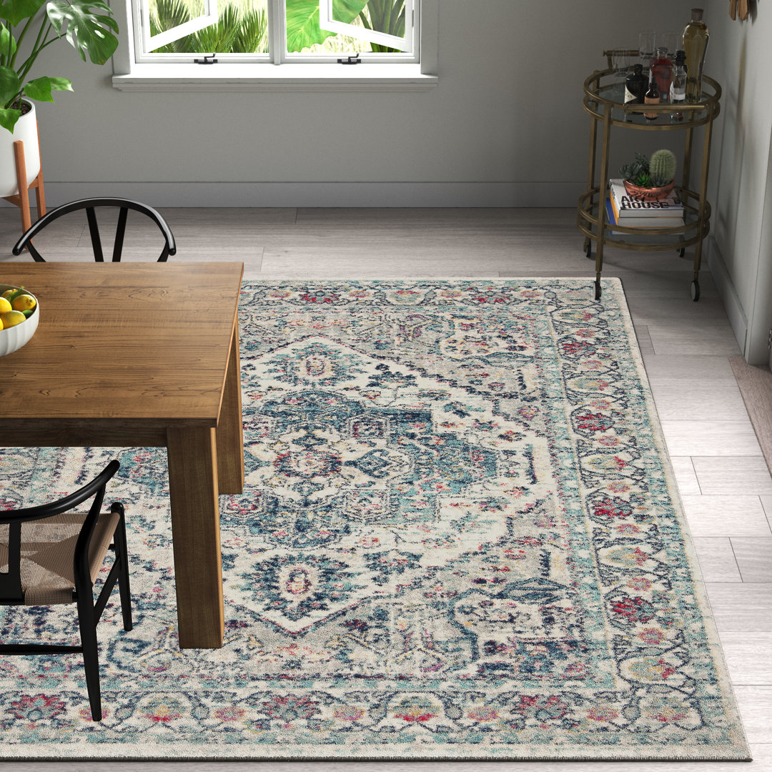 Christa Oriental Navy/Fuchsia/Ivory Area Rug Mistana™ Rug