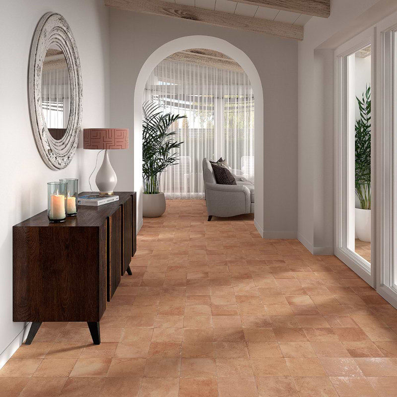 Angela Harris Mediterra 8x8 Matte Terracotta Porcelain Tile, Terracotta