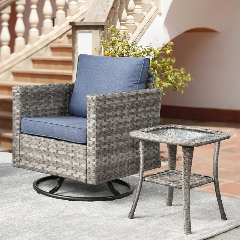 Bobia - Person Patio Conversation Set with Cushions, Denim Blue
