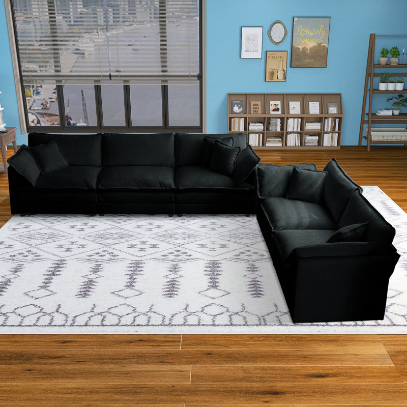 Comfy Sofa Set with Deep Seats, Black