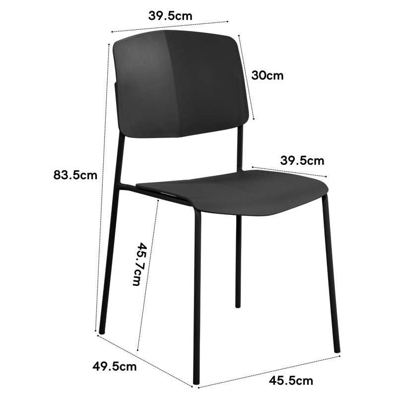 Set of Four Black Aspen Academy Kitchen Side Chairs, Stackable Design, Plastic, Black