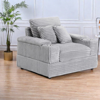 Canapé confortable en velours côtelé gris, design contemporain pour la maison ou le bureau