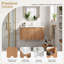 Ensemble de meuble-lavabo simple flottant 30 po avec tiroir en céramique blanc à finition en bois naturel