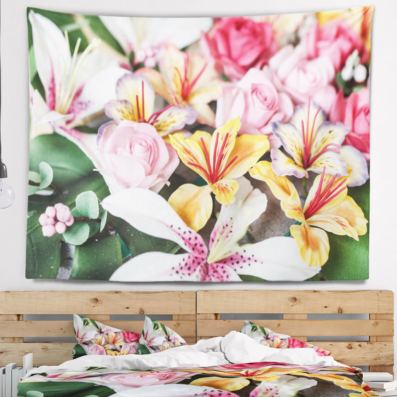 Tapisserie de décoration de fleur à sucre magnifique, H 78 po x l 92 po