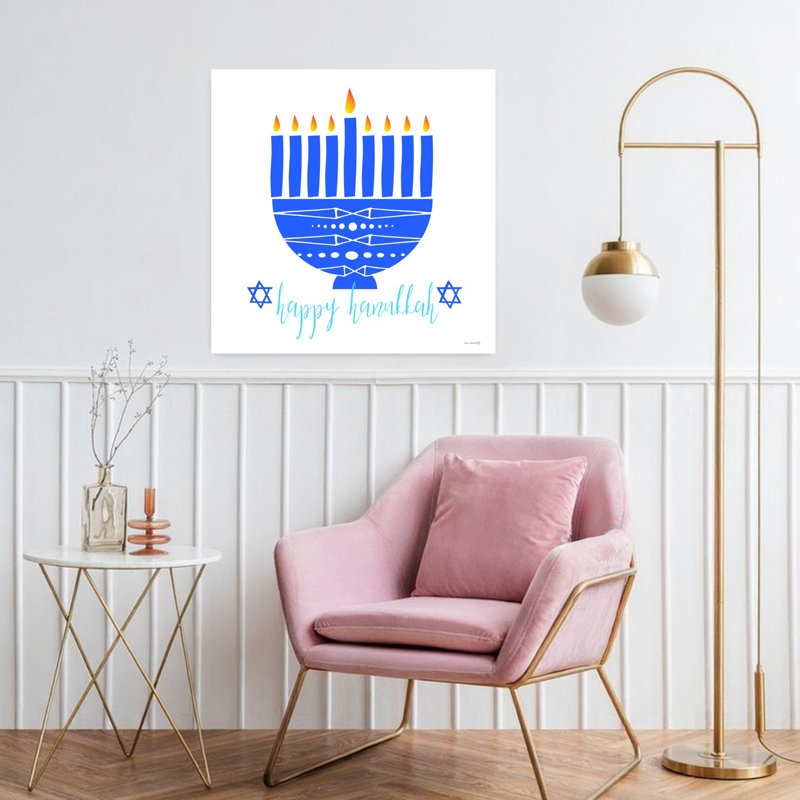 Happy Hanukkah Menorah II, art contemporain abstrait, H 32 po x l 32 po