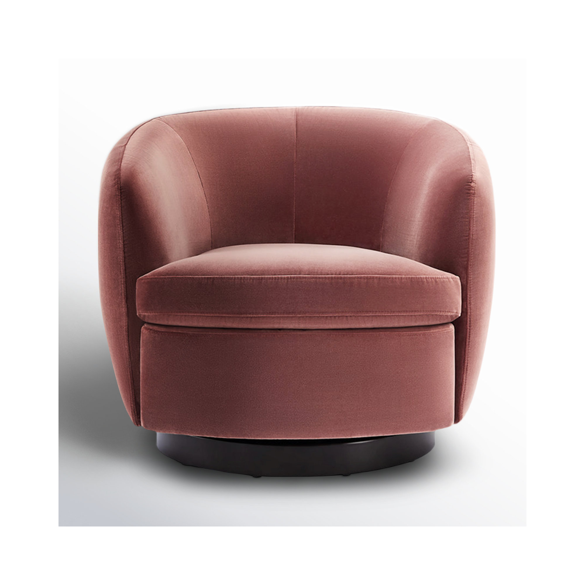 Marcy Upholstered Swivel Barrel Chair, Falkirk Reddish Brown Velvet/Black