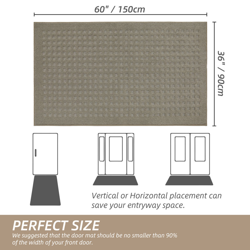 Waffle Door Mats Indoor，Super Absorbent Machine Washable Doormat with Non-Slip Backing for Wet Shoes and Dirty Paws, Beige