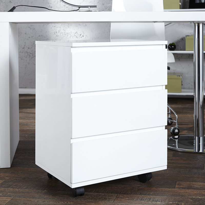 Dunbar 47cm Wide 3 -Drawer Mobile File Cabinet, White