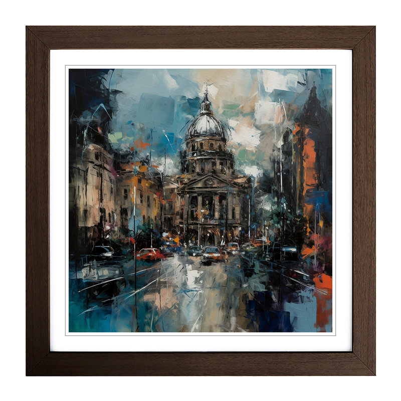 City Of Belfast Abstract Expressionism - Single Picture Frame Print on Wood, Walnut