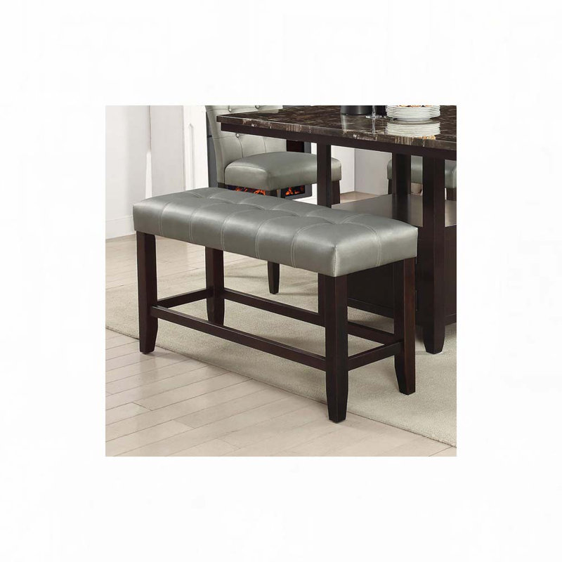 Banc rembourré en similicuir, Similicuir argent
