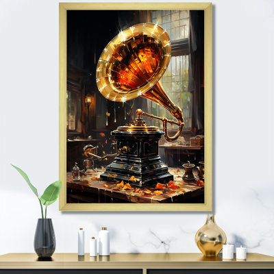 Gold Phonographs Elegance I - Phonographs, art mural