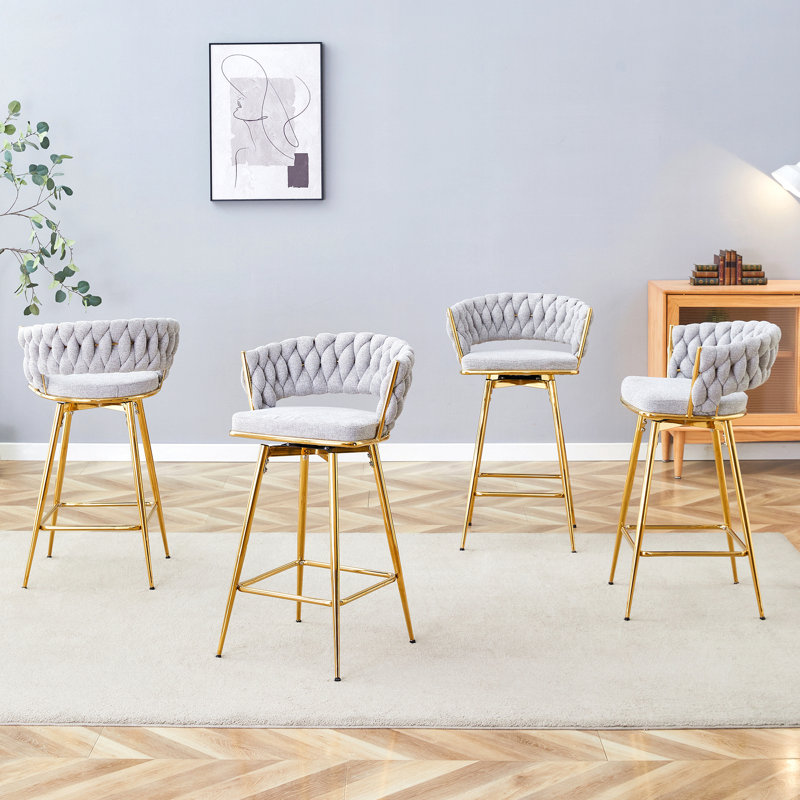 Tabourets de bar pivotants avec coussins moelleux en coton et lin respirants, cadres en métal sans rouille