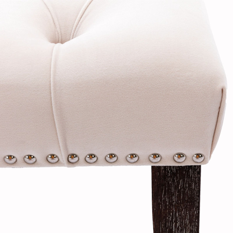 Banc rembourré en velours Cassedy, Beige