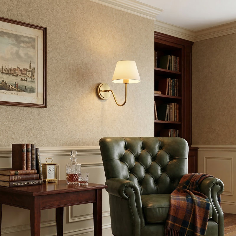 Quantarius 1-Light Steel Dimmable Armed Sconce Table Lamp