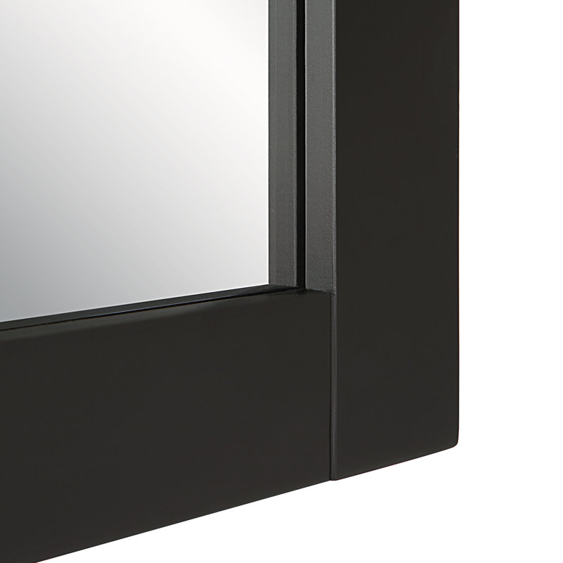 Akhari Wood Wall Mirror, 30" x 30", Soft Matte Black