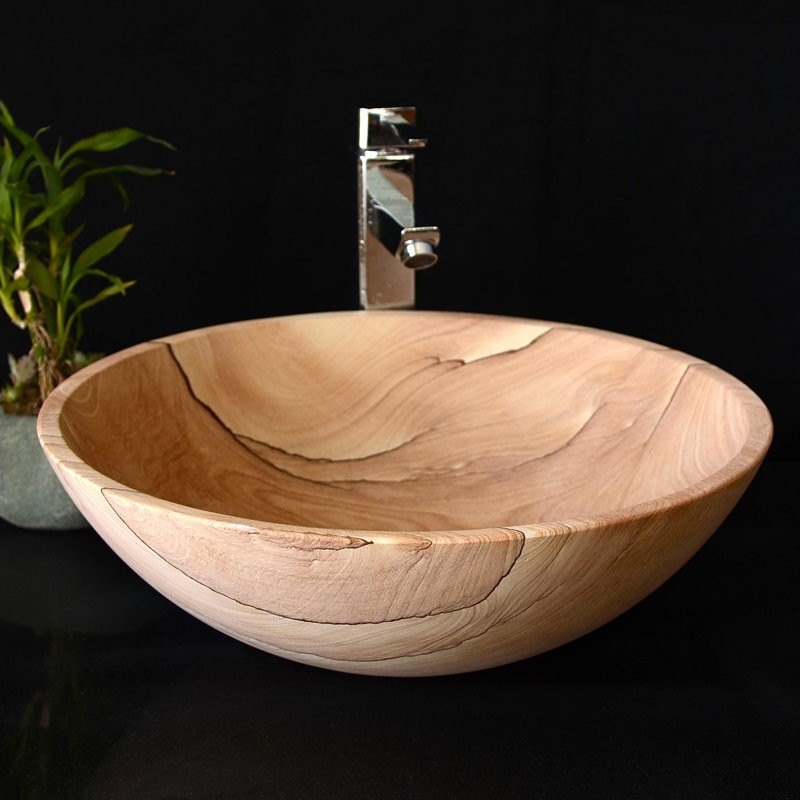 AA Warehousing 16.5'' Brown Stone Circular Bathroom Sink